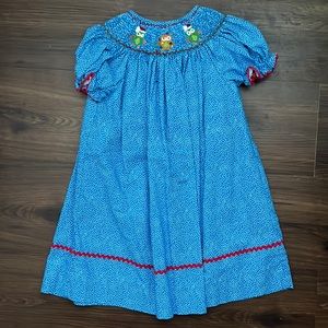 This & That blue polka dot smocked holiday dress 2T
